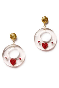 Valentine's Drop Hoop Earrings: Clear