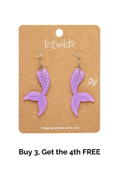 Mermaid Tail Drop Earrings - Violet