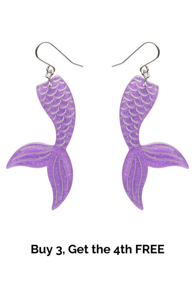 Mermaid Tail Drop Earrings - Violet