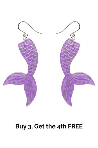 Mermaid Tail Drop Earrings - Violet
