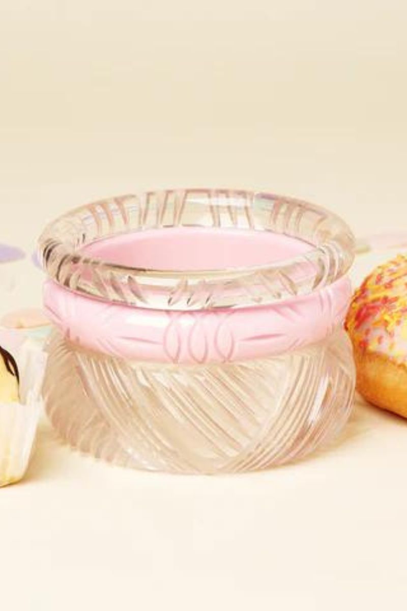 Midi Baby Pink Heavy Carve Bangle