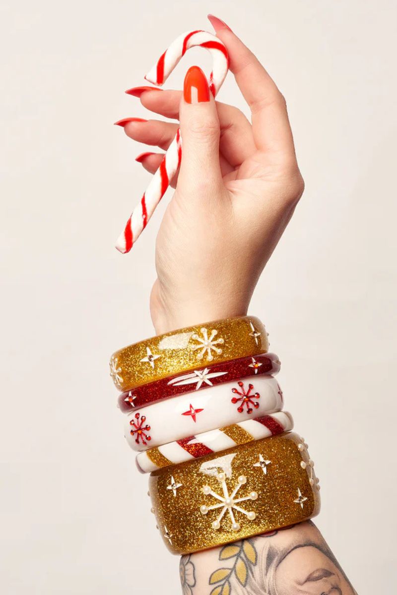 Midi Gold Glitter Snowflake Bangle