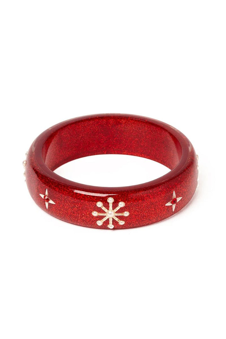 Midi Red Glitter Snowflake Bangle