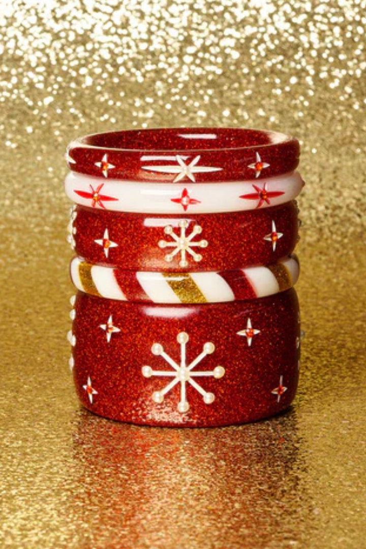 Midi Red Glitter Snowflake Bangle