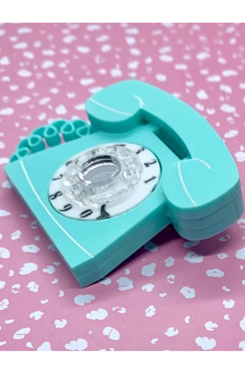 Retro Telephone Brooch: Mint