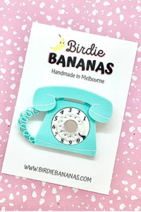 Retro Telephone Brooch: Mint