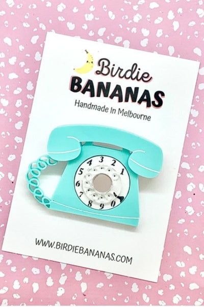 Retro Telephone Brooch: Mint