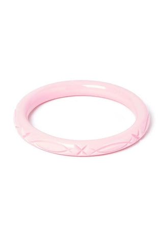 Narrow Baby Pink Heavy Carve Bangle