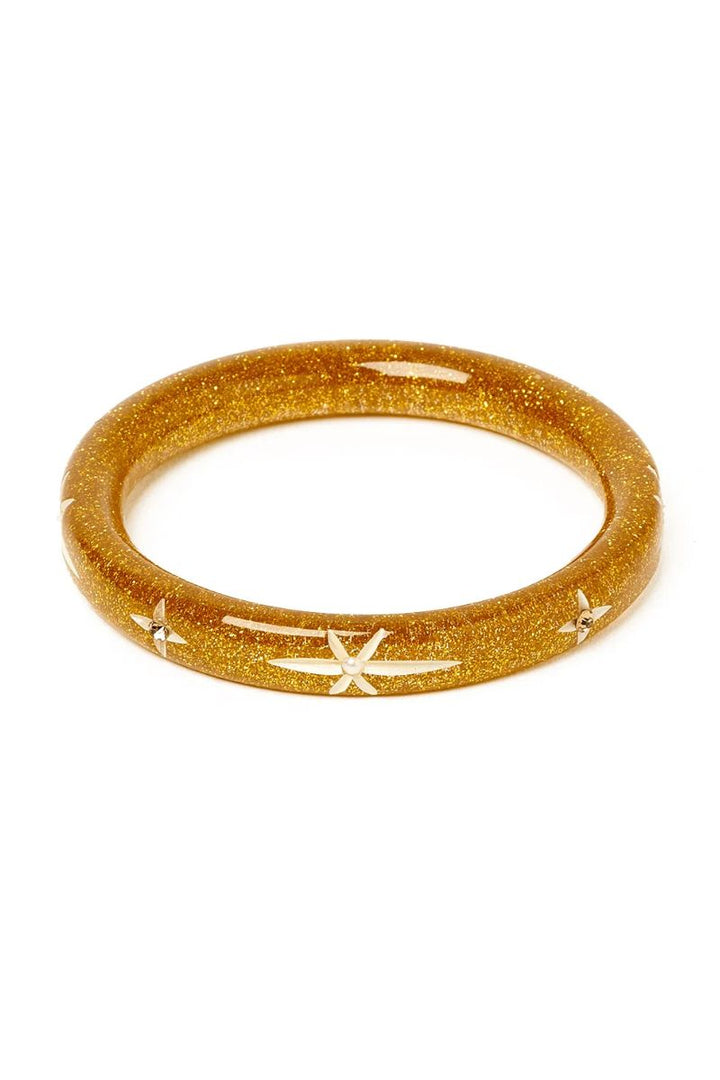 Narrow Gold Glitter Snowflake Bangle