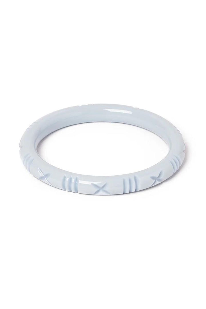 Narrow Powder Blue Heavy Carve Bangle