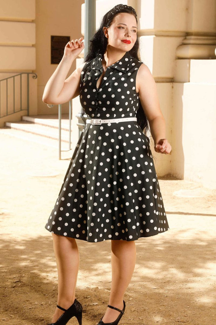 Poppy Polka Dot Shirt Dress: Dark Grey