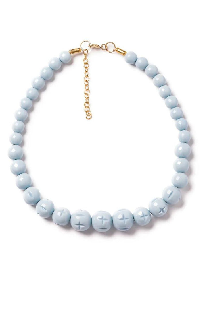 Powder Blue Heavy Carve Bead Necklace