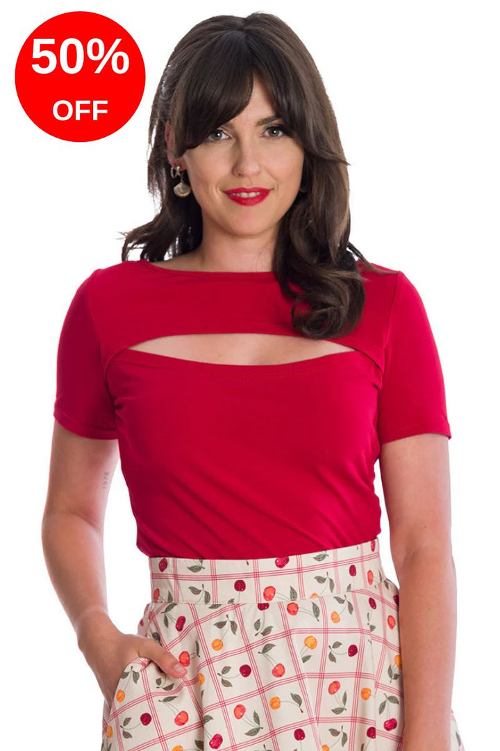 Rose Jersey Top: Red