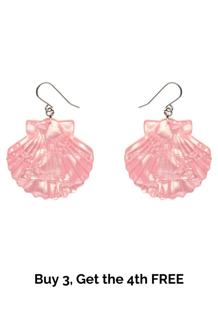 Sea Shell Drop Earrings - Pale Pink