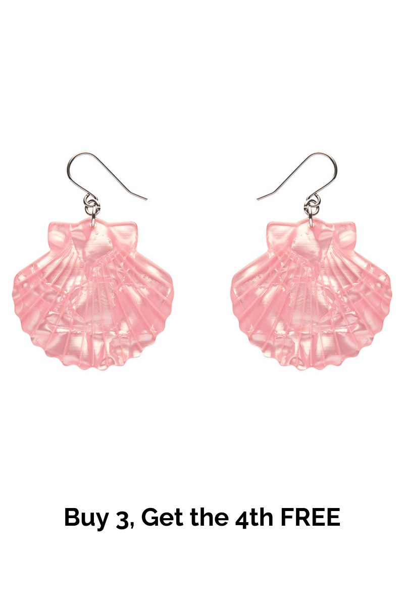 Sea Shell Drop Earrings - Pale Pink