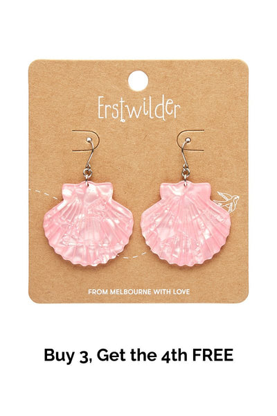 Sea Shell Drop Earrings - Pale Pink