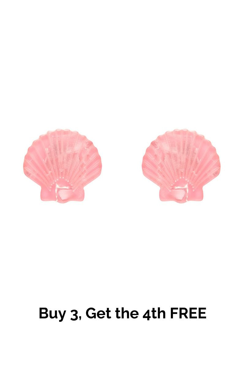 Sea Shell Stud Earrings - Pale Pink