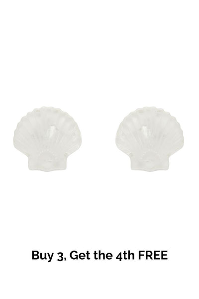 Sea Shell Stud Earrings - White