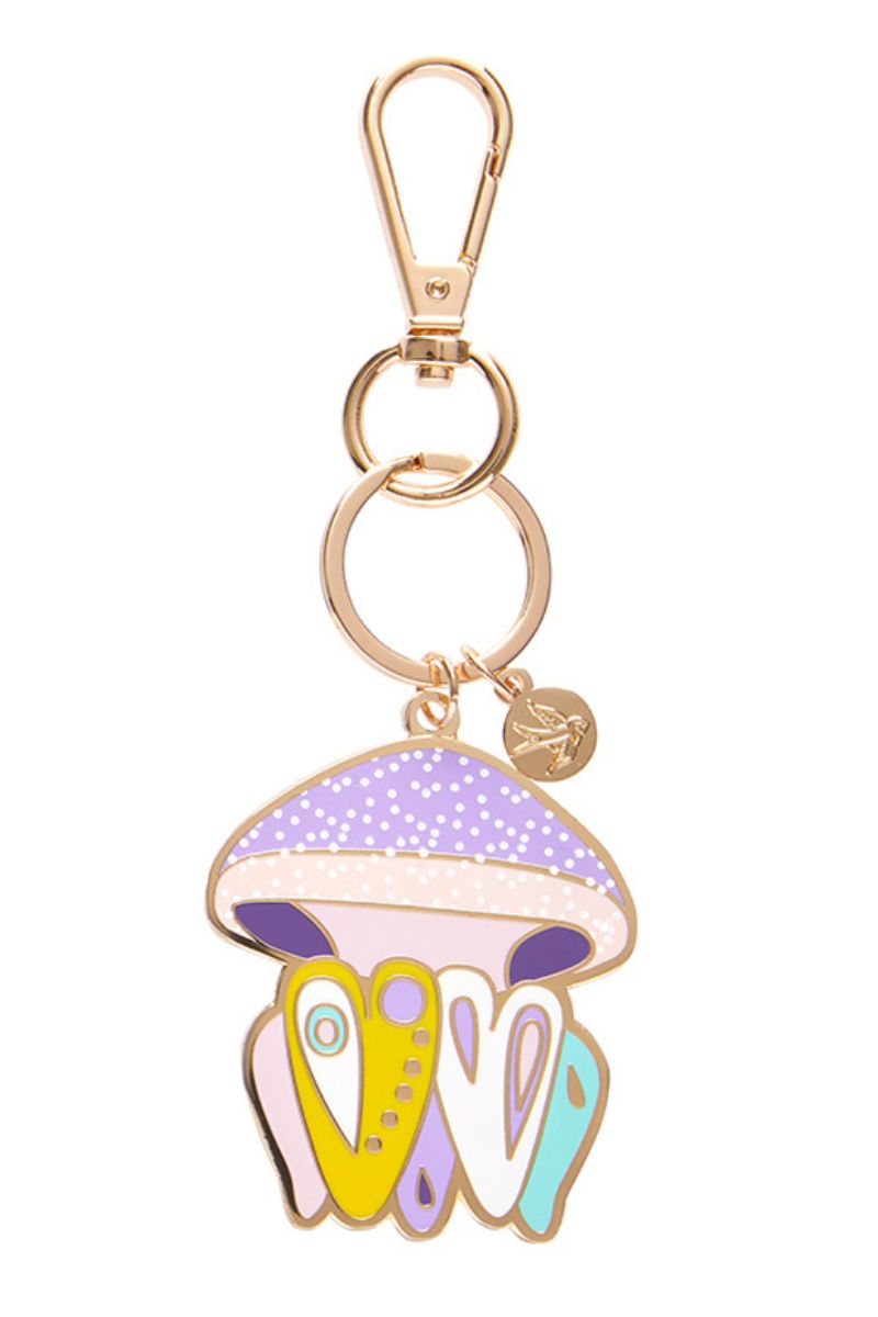 The Whimsical White Spotted Jellyfish Enamel Key Ring