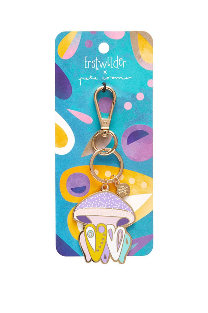 The Whimsical White Spotted Jellyfish Enamel Key Ring