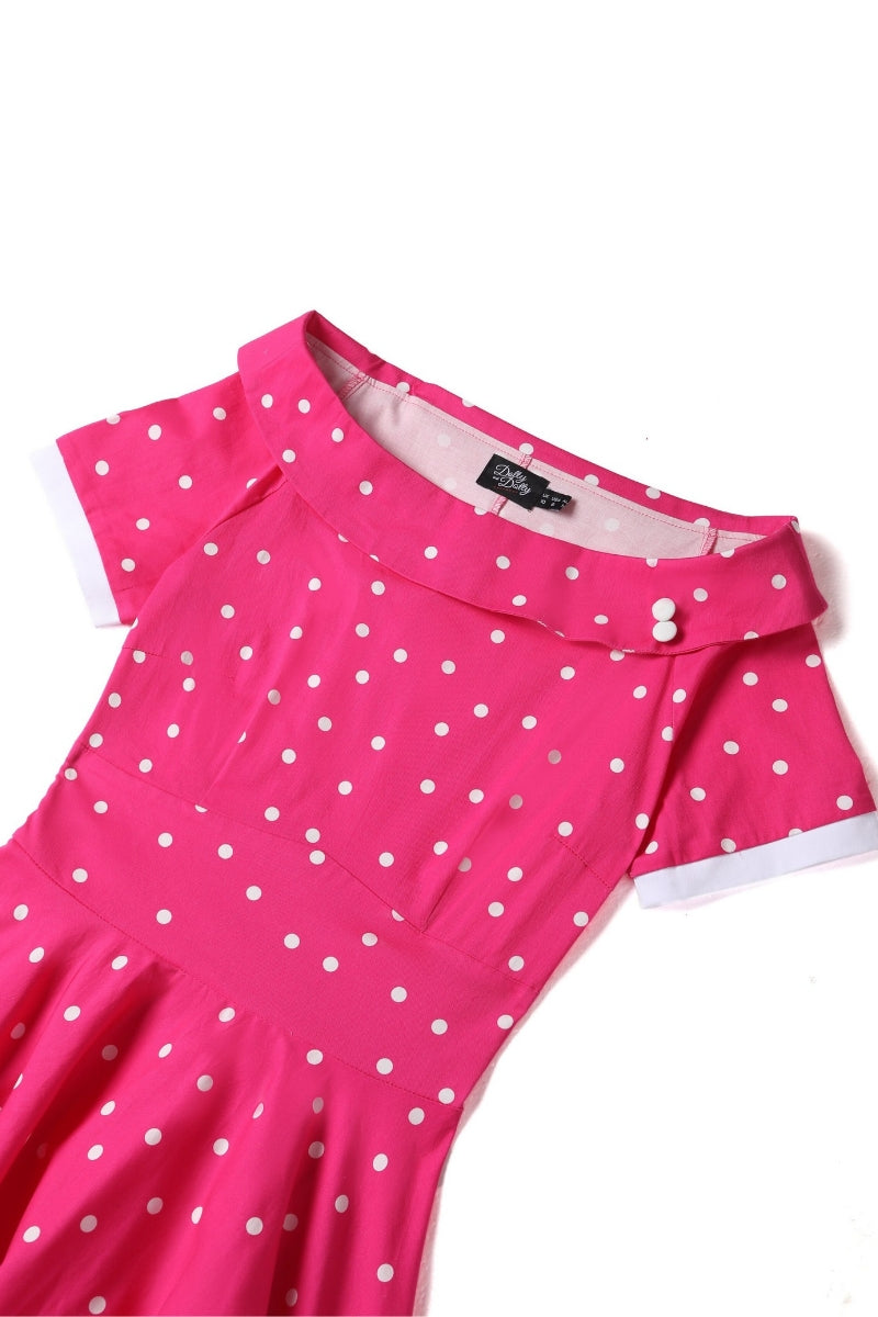 Darlene Pink Polka Dot Swing Dress