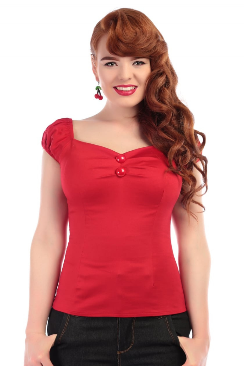 Dolores Top Plain- Red - Fluro Sugar