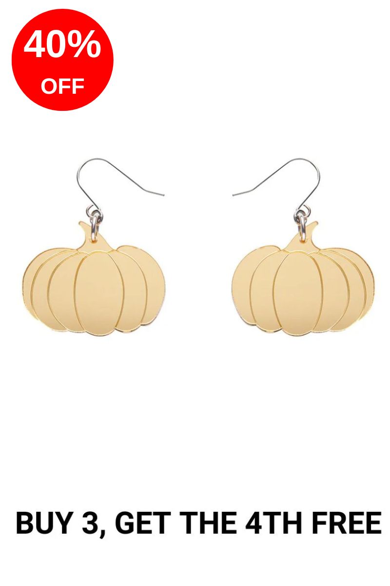 Pumpkin Mirror Drop Earrings - Gold