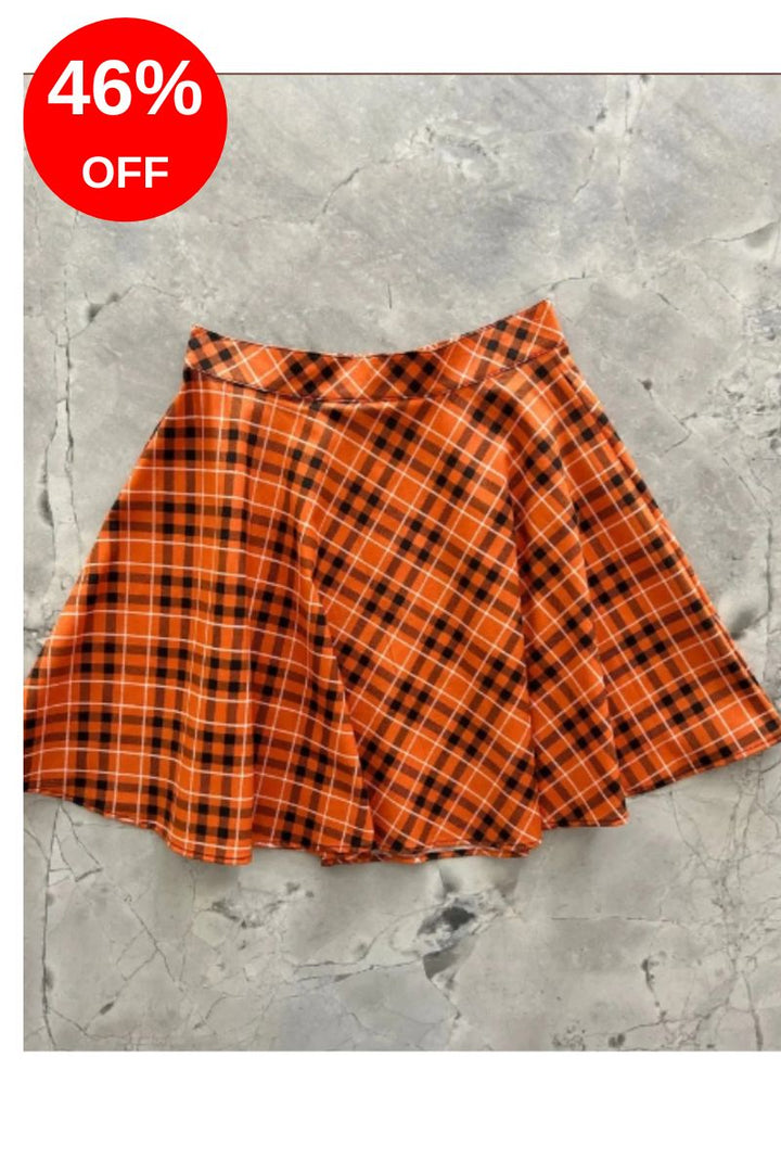 Orange Plaid Skater Skirt