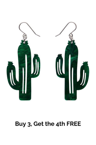 Cactus Essential Earrings - Dark Green