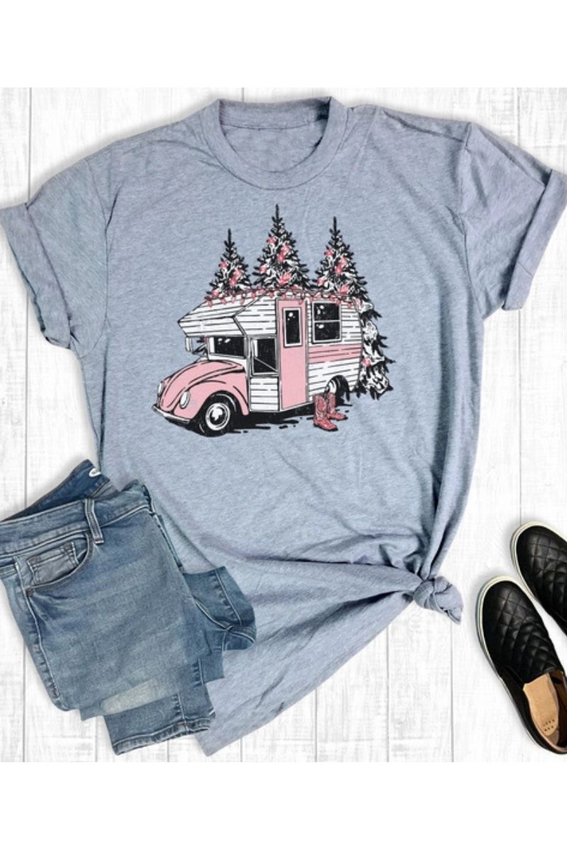 Western Christmas Camper Graphic Tee