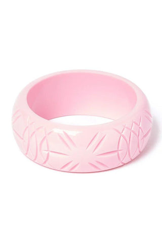 Wide Baby Pink Heavy Carve Bangle