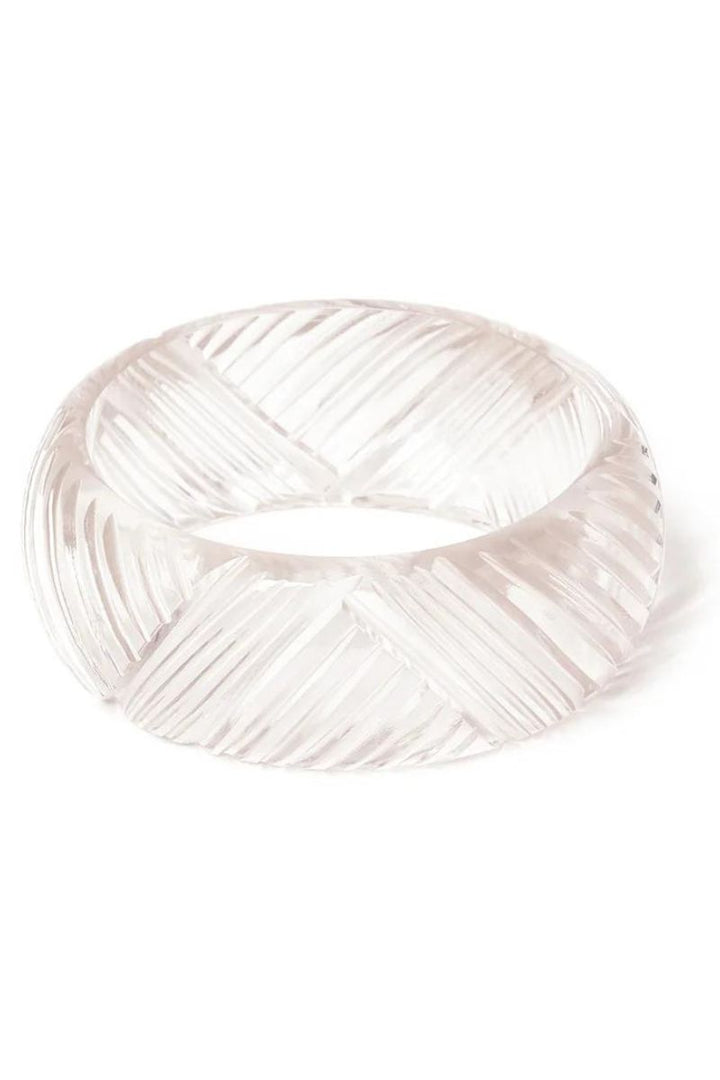 Wide Crystal Heavy Carve Bangle