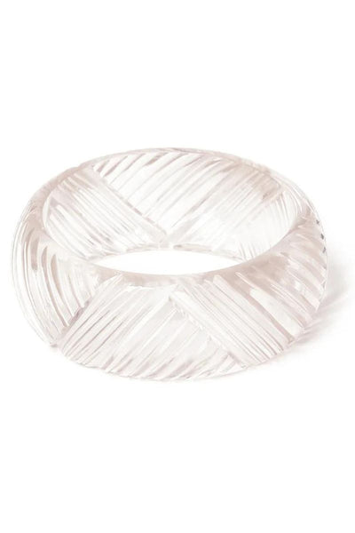 Wide Crystal Heavy Carve Bangle