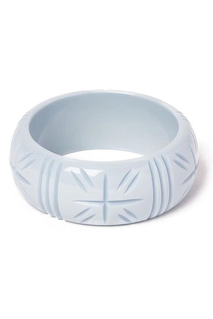 Wide Powder Blue Heavy Carve Bangle