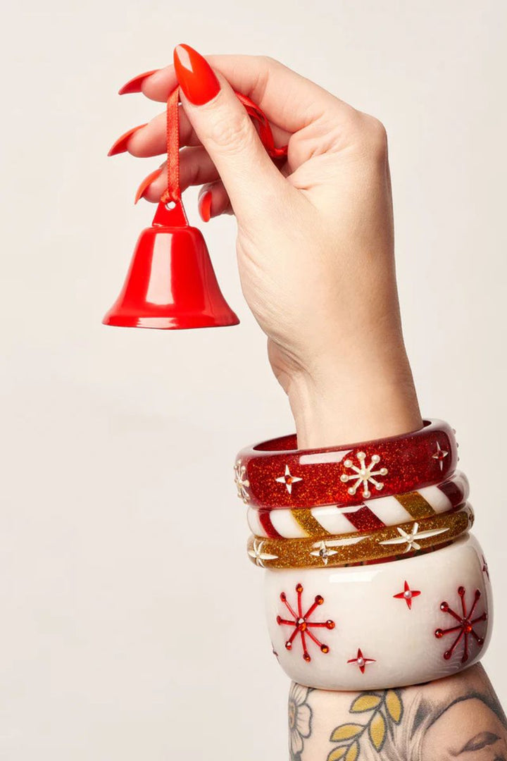 Wide White Snowflake Bangle